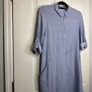 Zara Light Blue Button-Up Shirt Dress